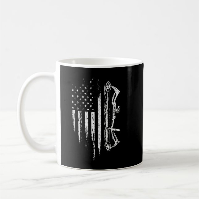 Mug Drapeau Américain Bowhuning Bow Archery Cadeau Pou (Gauche)