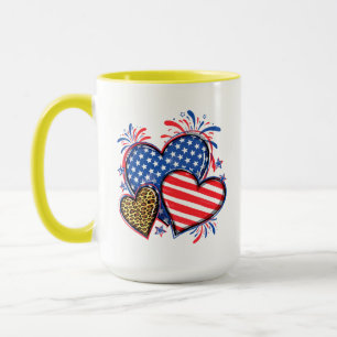 Mug Drapeau Américain Cœur Léopard Sublimation-64210