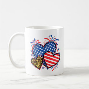 Mug Drapeau Américain Cœur Léopard Sublimation-64210