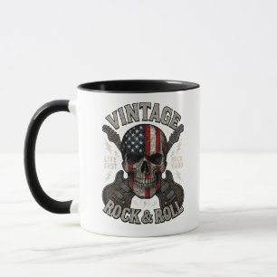 Mug Drapeau américain crâne rock vintage guitare rock