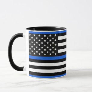 Mug Drapeau américain de la ligne bleue mince