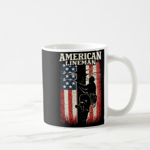 Mug Drapeau Américain Ligne Électricien Fierté Ouvrier