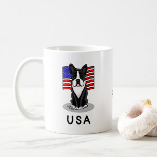 Mug Drapeau américain mignon Boston Terrier Dog (noir)