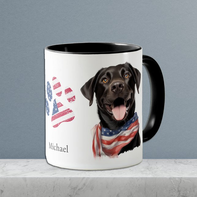 Mug Drapeau américain patriotique Black Labrador Retri (Créateur téléchargé)