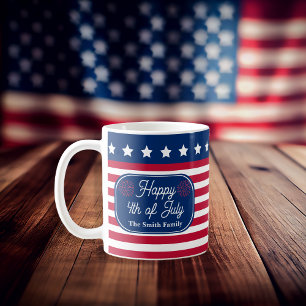 Mug Drapeau américain patriotique Joyeux 4 juillet Nom