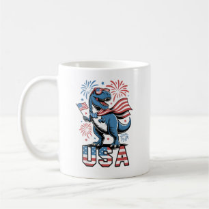 Mug Drapeau américain patriotique USA 4 juillet Dinosa