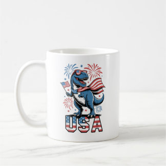 Mug Drapeau américain patriotique USA 4 juillet Dinosa
