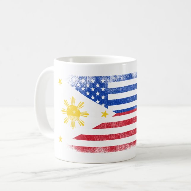 Mug Drapeau américain philippin   Philippines et (Devant gauche)