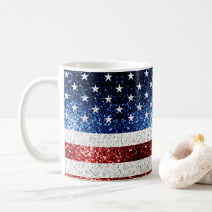 Mug drapeau américain rouge blanc brillant parties sci