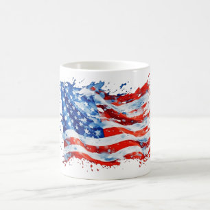 Mug Drapeau américain USA Aquarelle 4 juillet