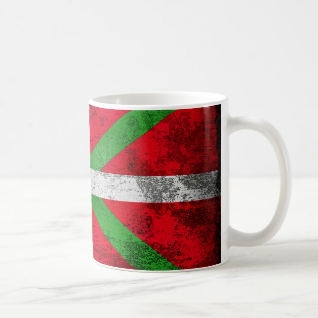 Mug Drapeau Basque affligé de style : Ikurriña, (Droite)