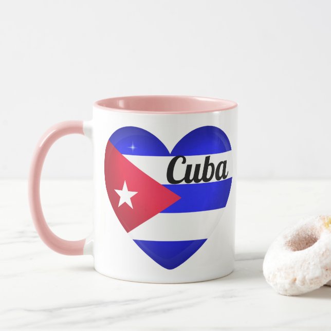 Mug Drapeau cardiaque cubain (Avec donut)