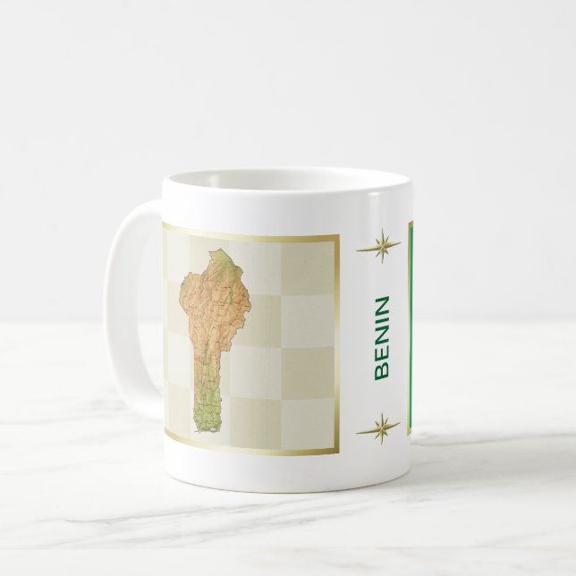 Mug Drapeau + Carte du Bénin (Devant gauche)