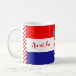 Mug Drapeau Croate Avec Chèques Blanc Rouge Nom Texte