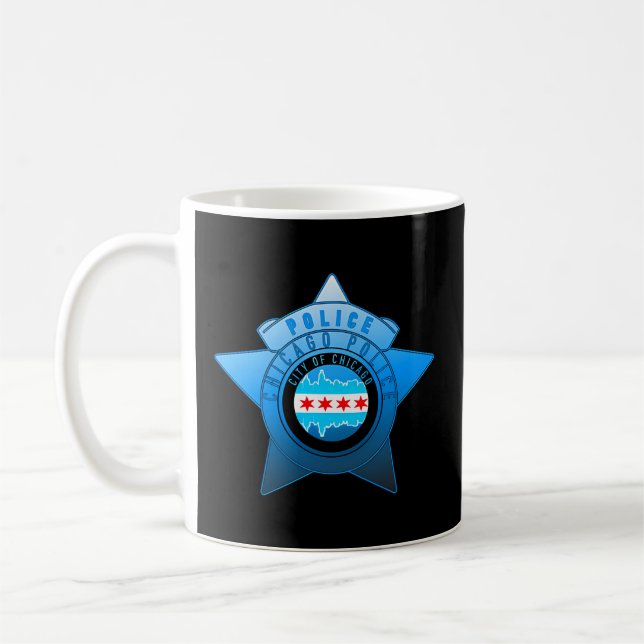 Mug Drapeau De Chicago Police Cpd Chicago Et Insigne D (Gauche)