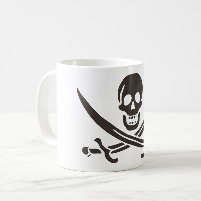 Mug Drapeau de crâne obsidien Drapeau de pirate Calico (Devant gauche)