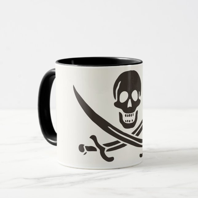 Mug Drapeau de crâne obsidien Drapeau de pirate Calico (Devant gauche)