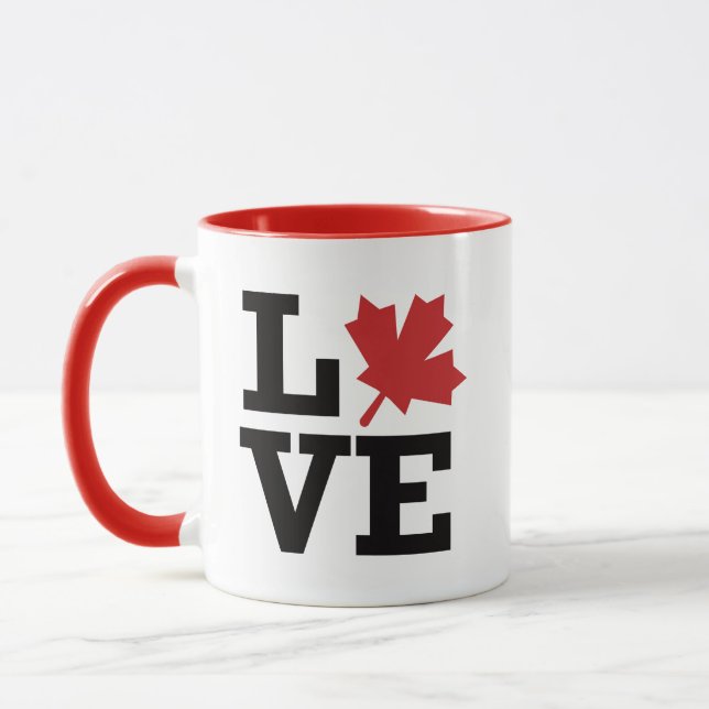 Mug Drapeau de feuille d'érable I Love Canada (Gauche)