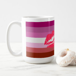 Mug Drapeau de fierté lesbienne au rouge à lèvres et l