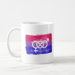 Mug Drapeau de la fierté du symbole bisexuel peint