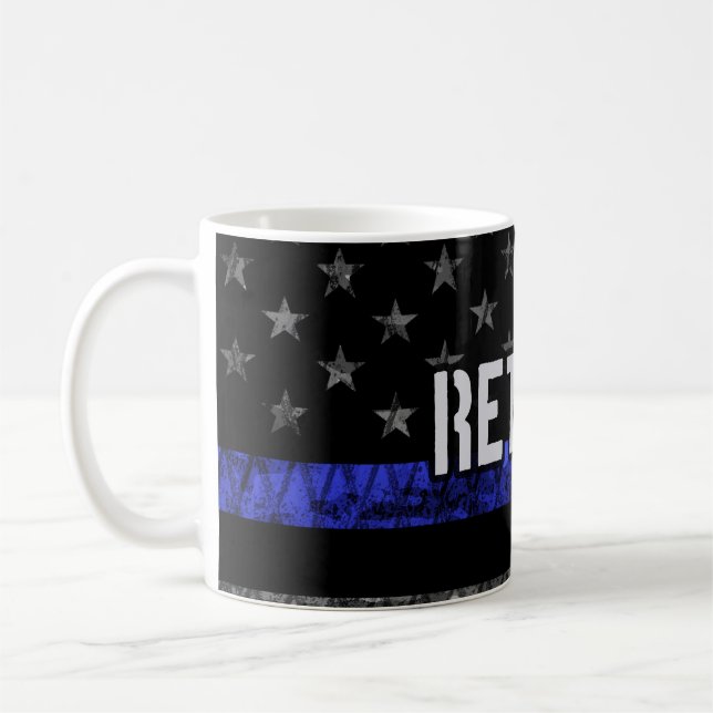 Mug Drapeau de la police retraitée en détresse (Gauche)