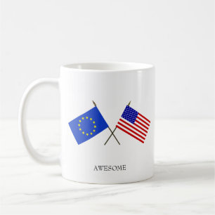 Mug Drapeau de l'Europe et Drapeau des États-Unis