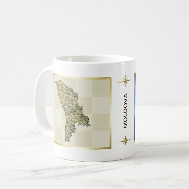 Mug Drapeau de Moldavie + Musique de carte (Devant gauche)