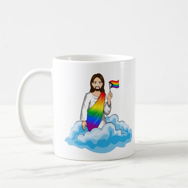 Mug Drapeau de progrès Jésus arc-en-ciel (Gauche)