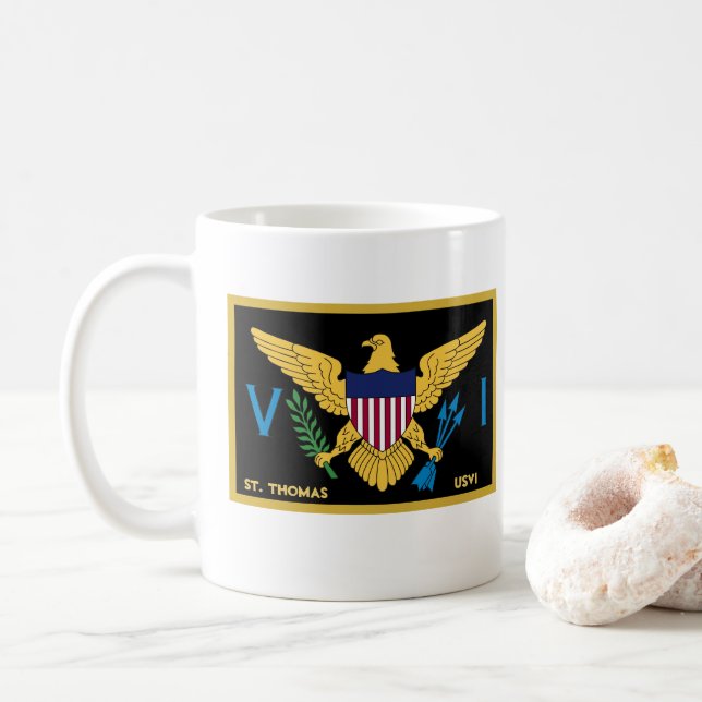 Mug Drapeau des îles Vierges américaines St. Thomas US (Avec donut)