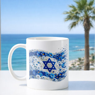 Mug Drapeau du peuple d'Israël fleurissant dans les fl