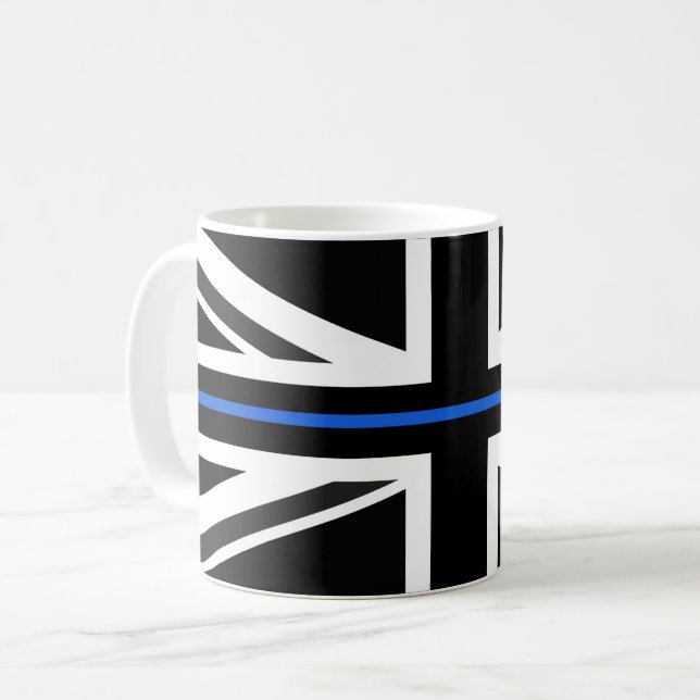 Mug Drapeau du Royaume-Uni de la ligne bleue mince (Devant gauche)