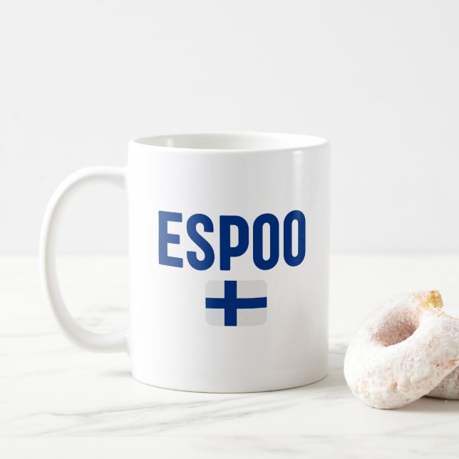 Mug Drapeau ESPOO Finlande (Avec donut)