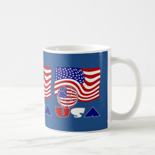 Mug Drapeau États-Unis Soccer Ball Arrière - plan bleu