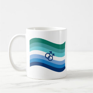 Mug Drapeau gay masculin azur ondoyant de fierté d'amo