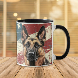 Mug Drapeau Grunge USA Belgique Malinois