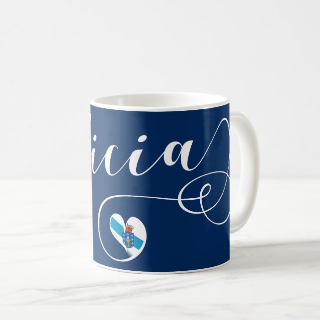 Mug Drapeau Heart Galicia, Galice, Galice (Devant droit)