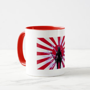 Mug Drapeau japonais et Soleil Levant Samurai Guerrier