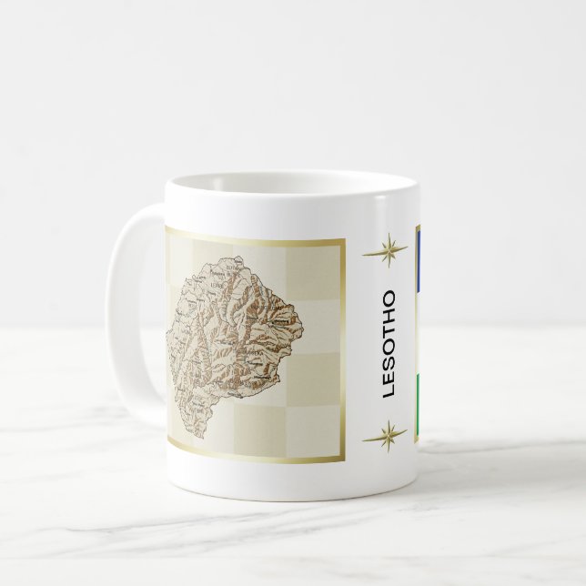 Mug Drapeau Lesotho + Musique de cartes (Devant gauche)