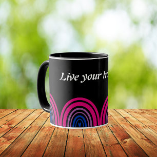 Mug Drapeau LGBTQ Bisexuel Arc en ciel : Vivez votre v
