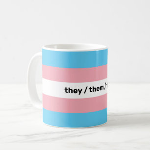 Mug Drapeau LGBTQI+ Transgender Pride avec pronouns