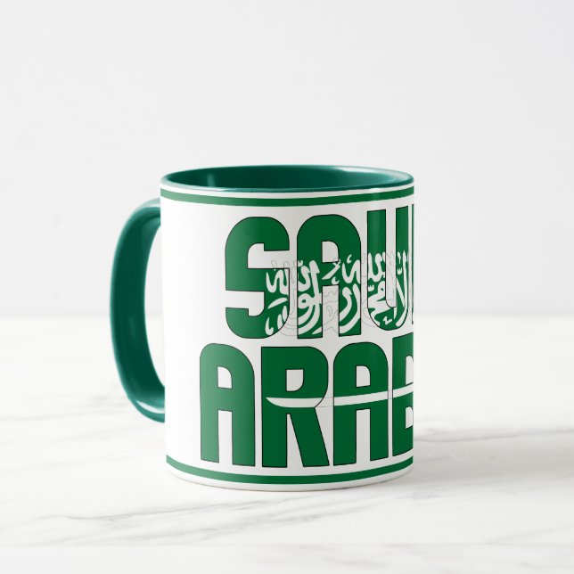 Mug Drapeau national Arabie Saoudite Café patriotique (Devant gauche)
