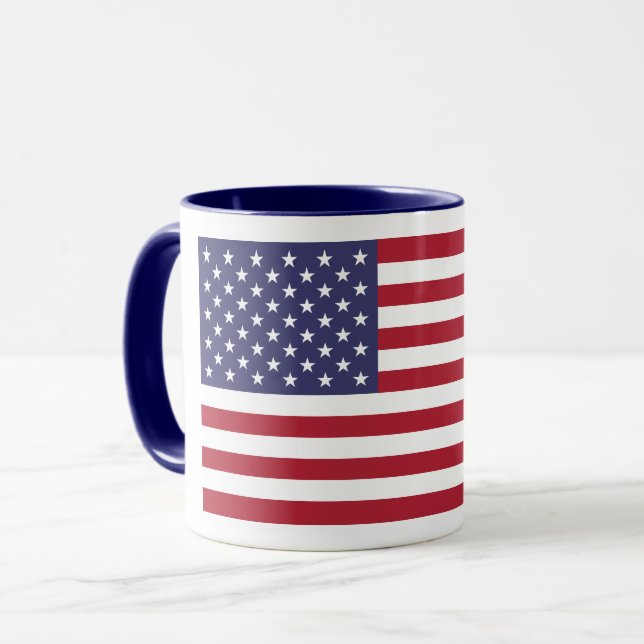 Mug Drapeau Patriotique Rouge Blanc Bleu Étoiles Et Fr (Devant gauche)