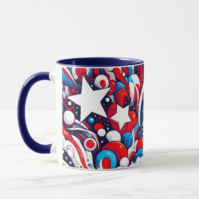 Mug Drapeau Patriotique rouge blanc et bleu Abstrait a (Gauche)