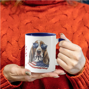 Mug Drapeau Patriotique USA Drapeau Hound Chien