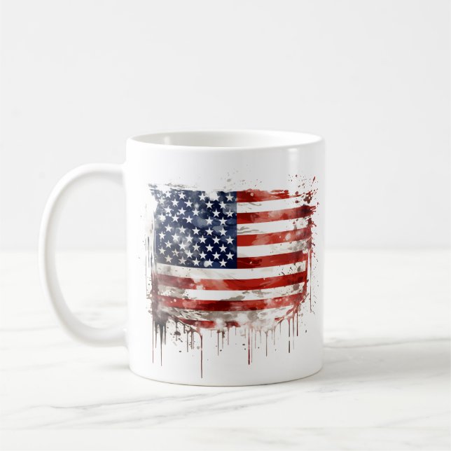 Mug Drapeau rustique et patiné américain (Gauche)
