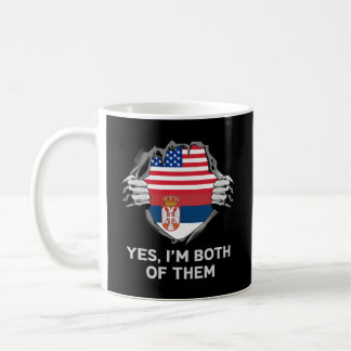Mug Drapeau S semi-américain demi-serbe Usa Serbie
