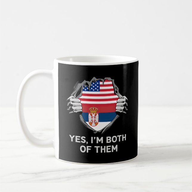 Mug Drapeau S semi-américain demi-serbe Usa Serbie (Gauche)