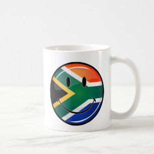 Mug Drapeau sud-africain heureux rond brillant