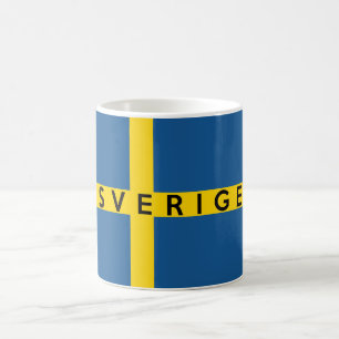 Mug drapeau suède sverige pays nom du texte suédois