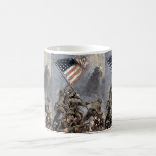 Mug Drapeau sur le Mont Suribachi, Iwo Jima, 1945